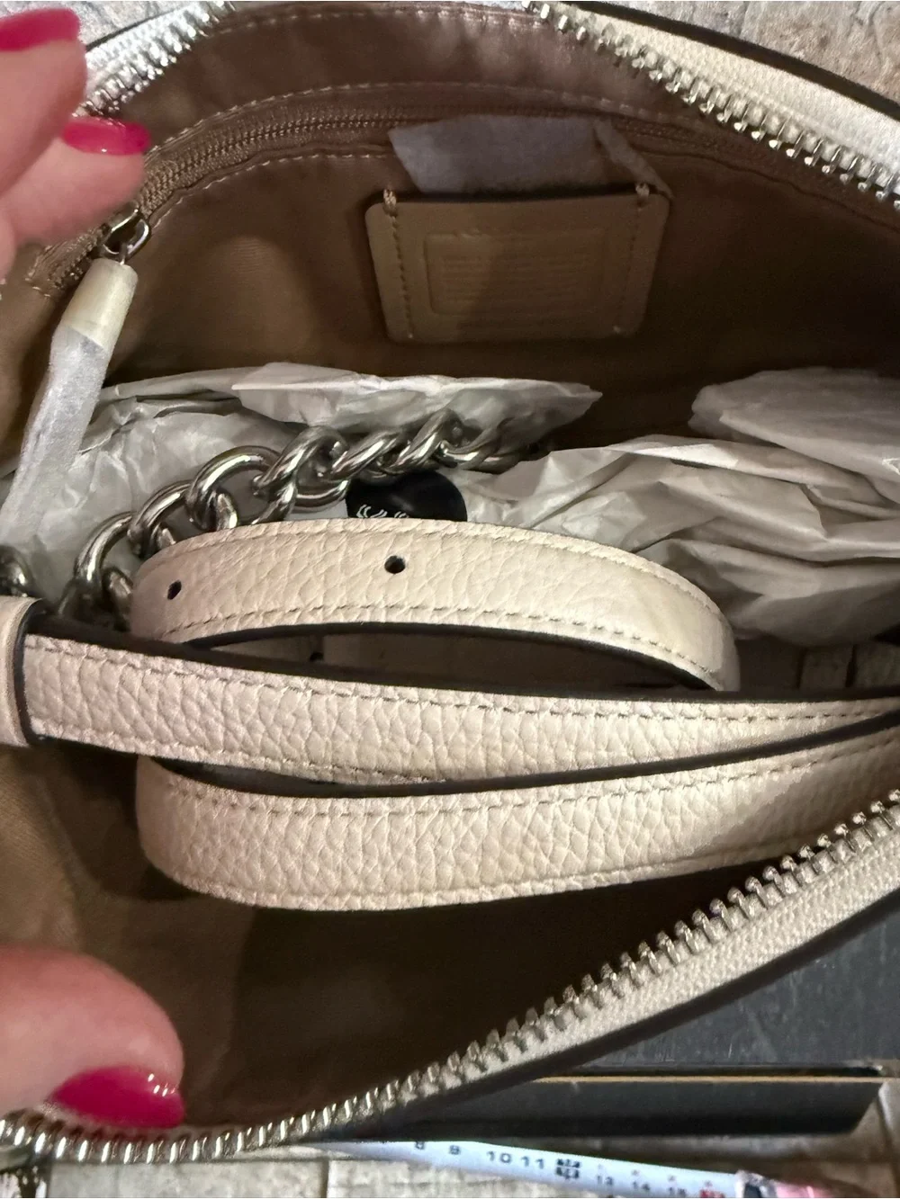 COACH Charlotte White Pebbled Leather Crossbody
